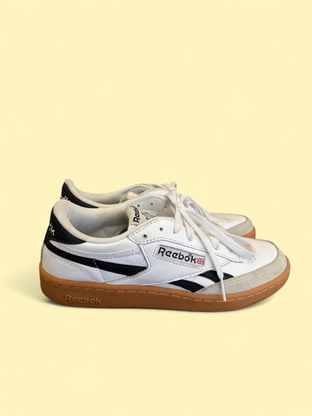 Reebok vintage white revenge club c White & Black Sneakers with Gum Sole